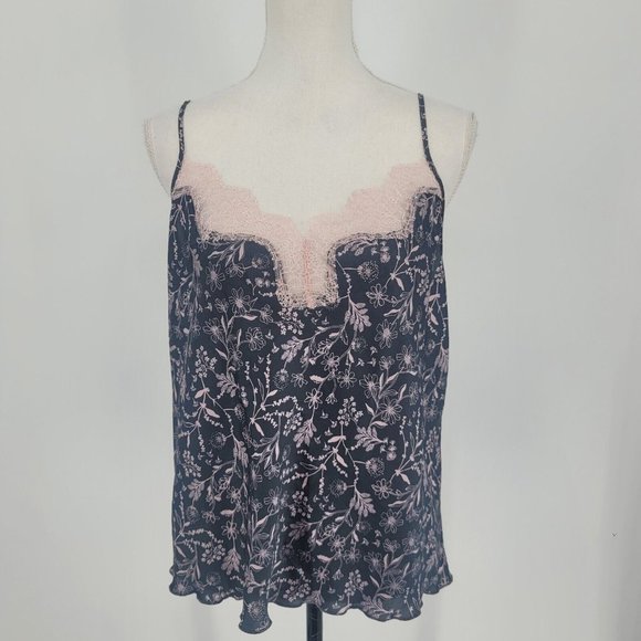 Victoria's Secret Gray Pink Floral Silky Cami Spaghetti Strap Tank Top Size XL - Picture 2 of 8